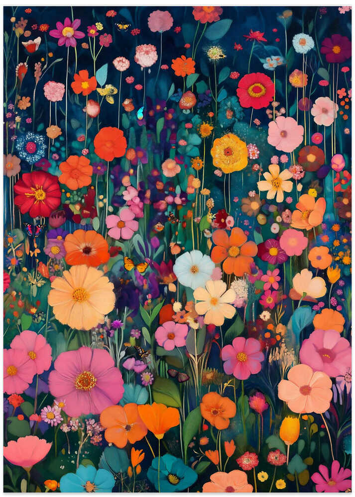 Lush Garden of Colorful Flower