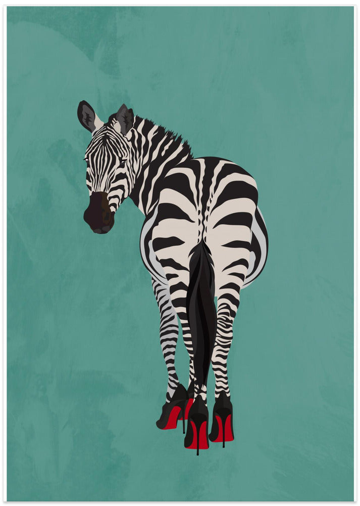 Zebra in heels teal