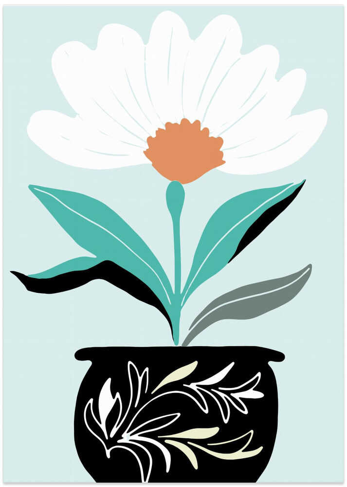 A Big Flower in a Black Vase