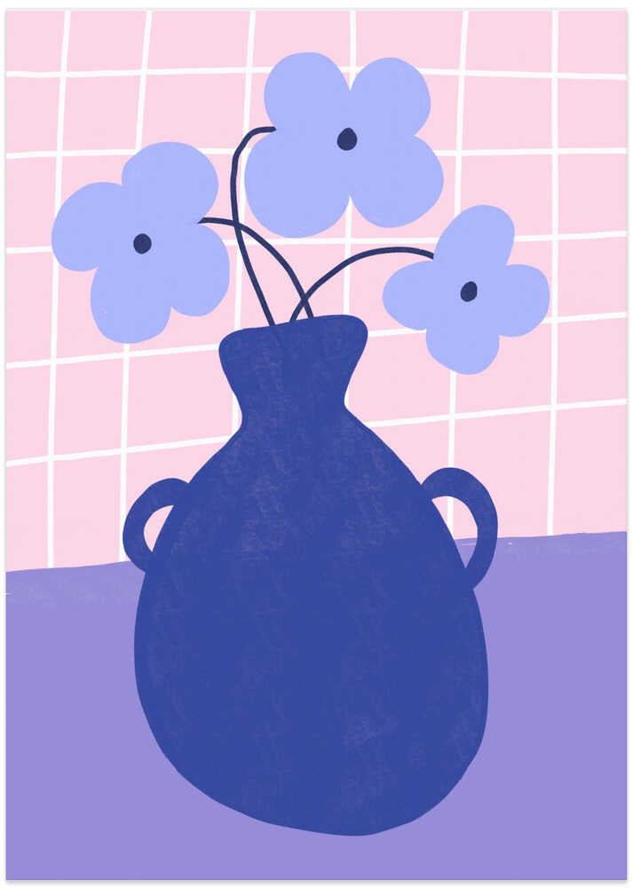 Minimalist Vase with Blue Flowers