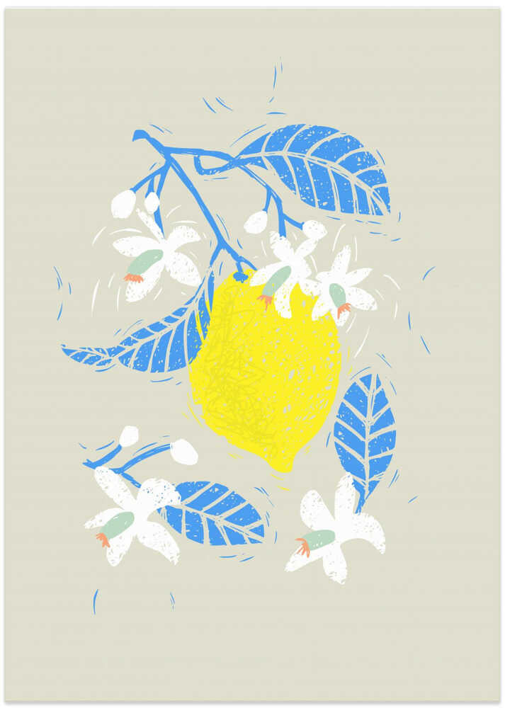 Lemon Fruit with Blue Leaves