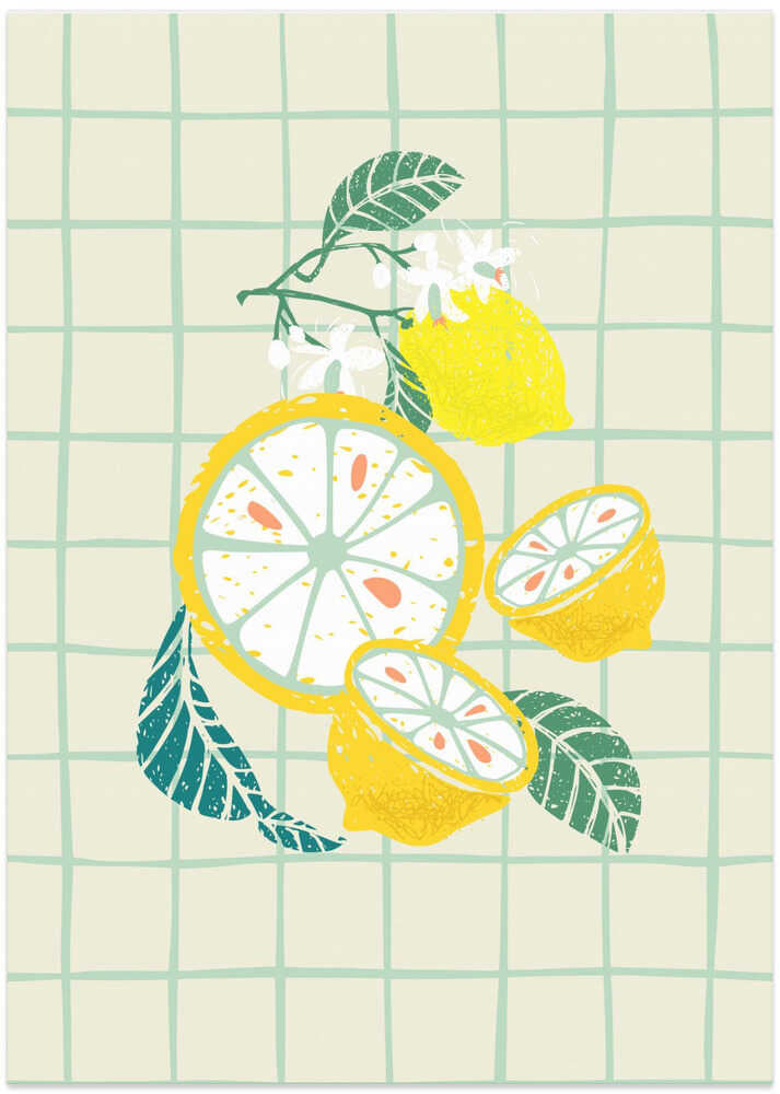 Lemon slice with leaves