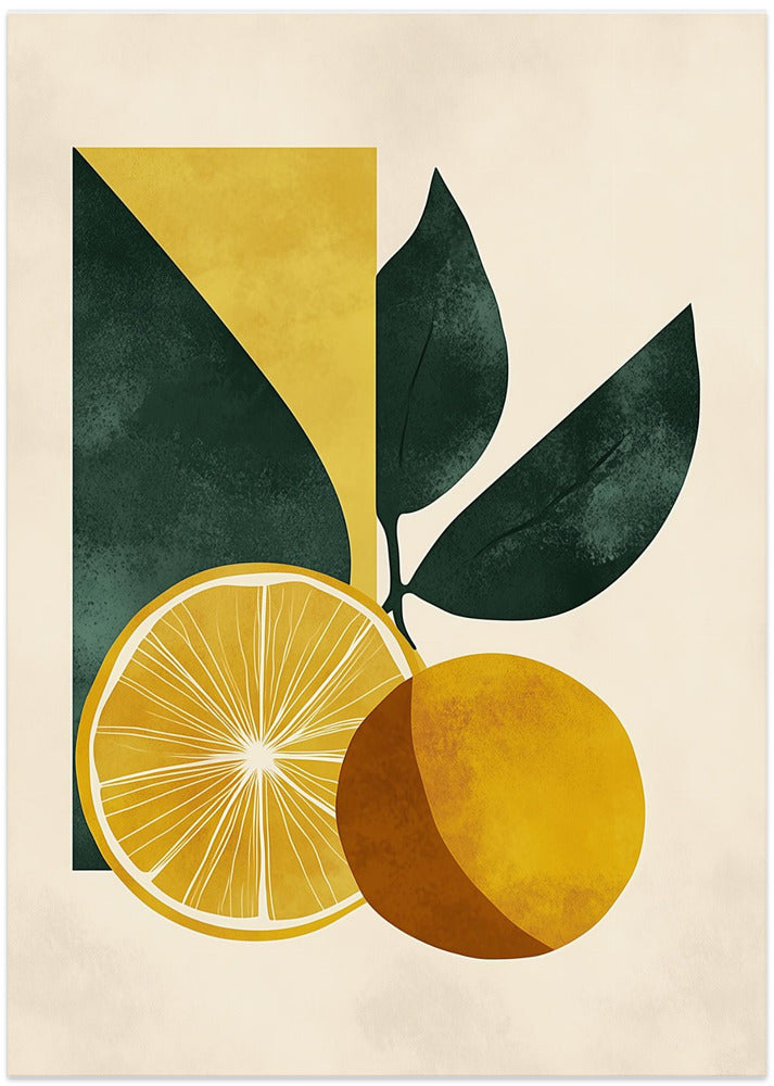 Yellow Lemon with Green Leaves Serenity