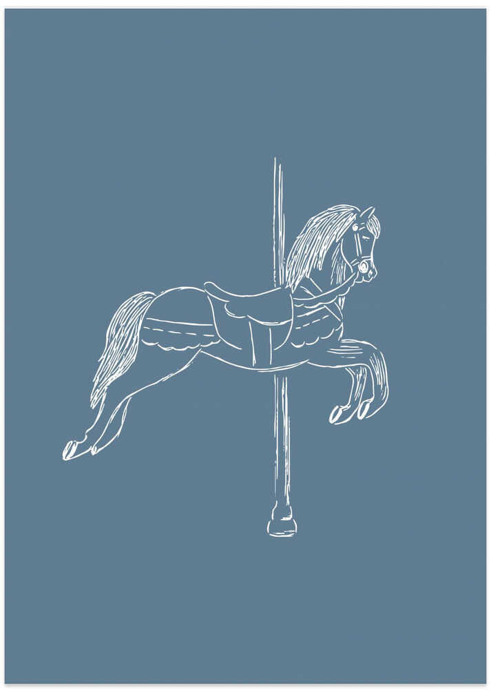 Circus Horse Vintage Blue
