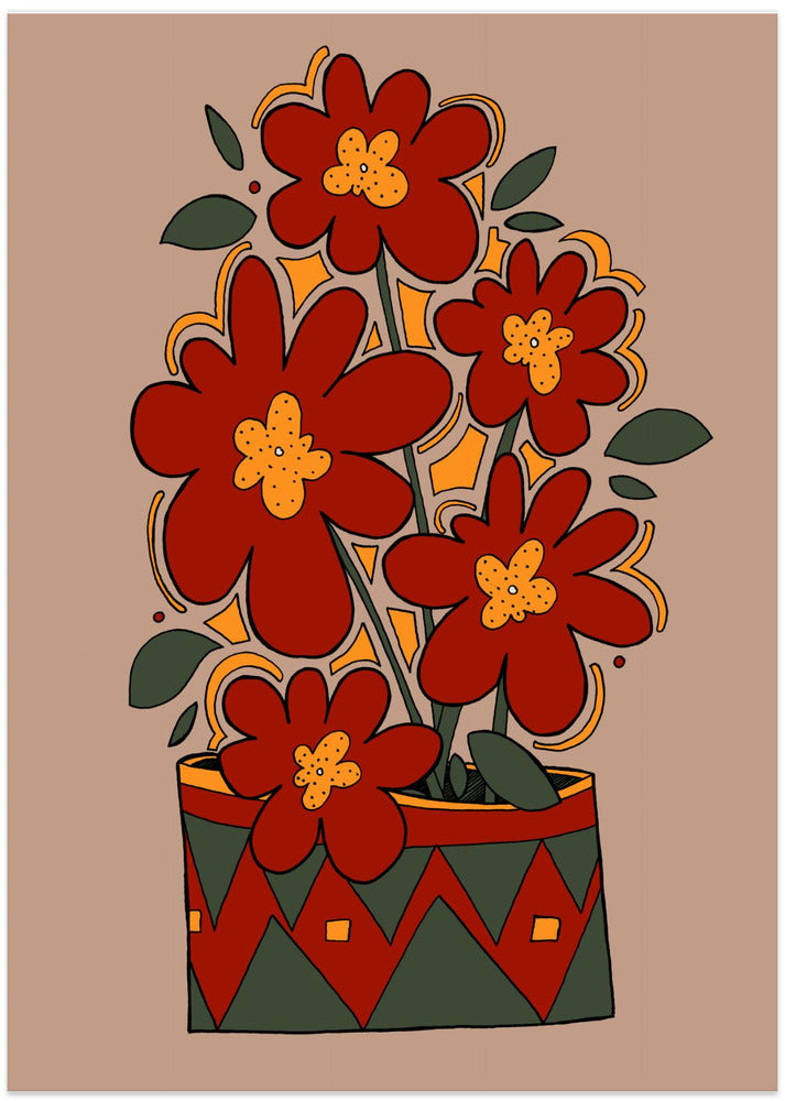 Red Pot Flowers