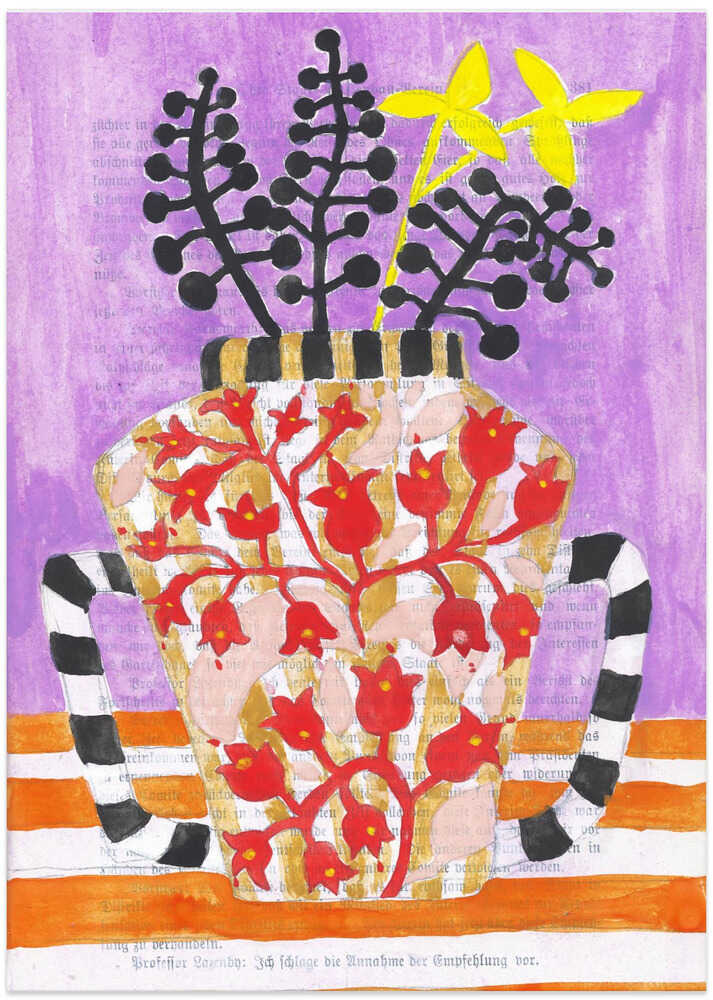 Colorful Vase With Abstract Floral Patterns