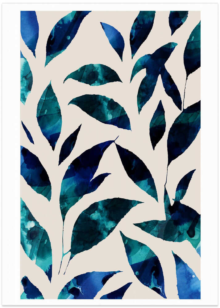 Leaves In Shades Of Blue And Green