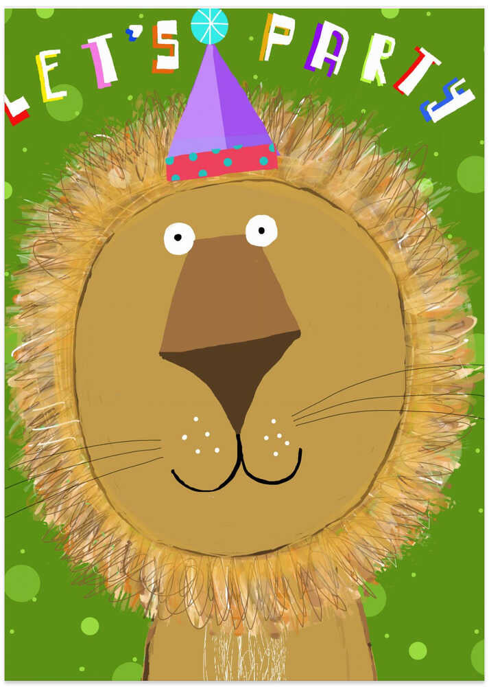 Cute Party Lion With Party Hat