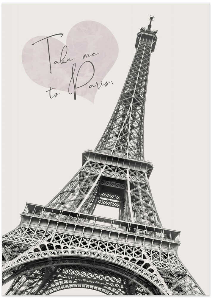 Eiffel Tower With A Heart Shaped Text