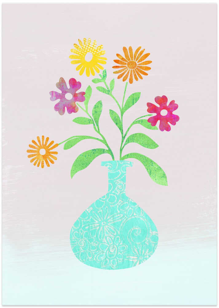 Vibrant Floral in a Turquoise Vase