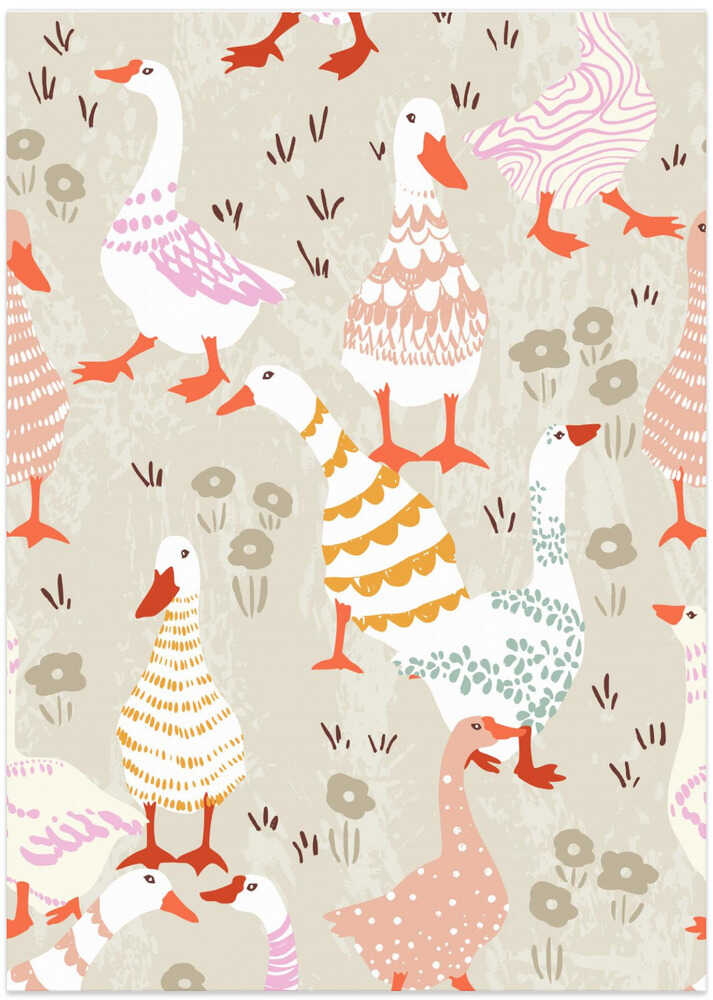 Geese Cute Patterned Farm Animals Pattern