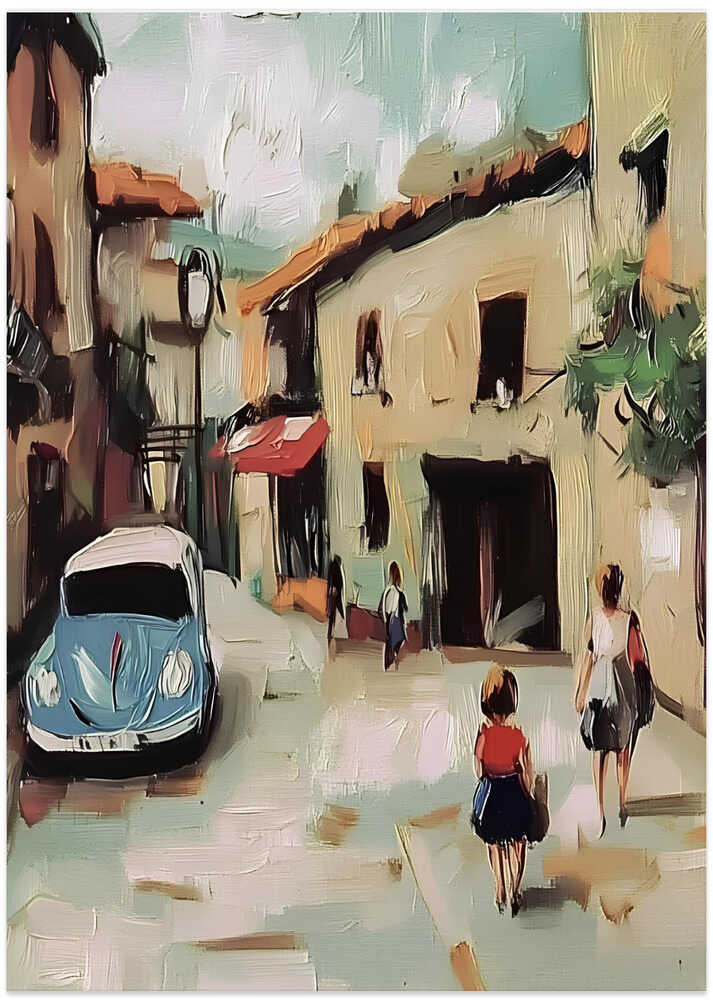 Street Scene With Vintage Car