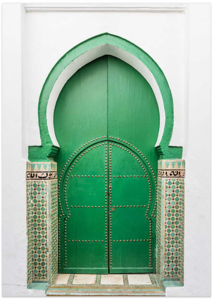 Green Door With Green Tiles In Morocco