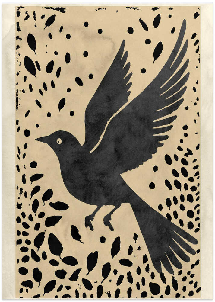 Bird In Flight Surrounded By Scattered Leaves