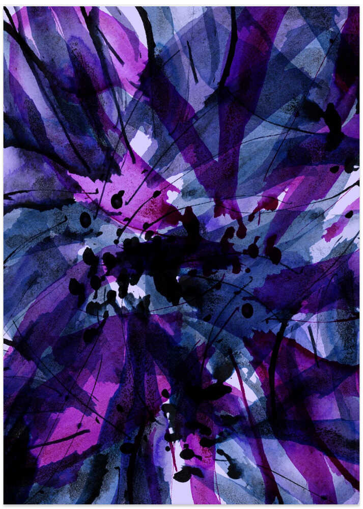 Dynamic Purple And Black Brushstrokes