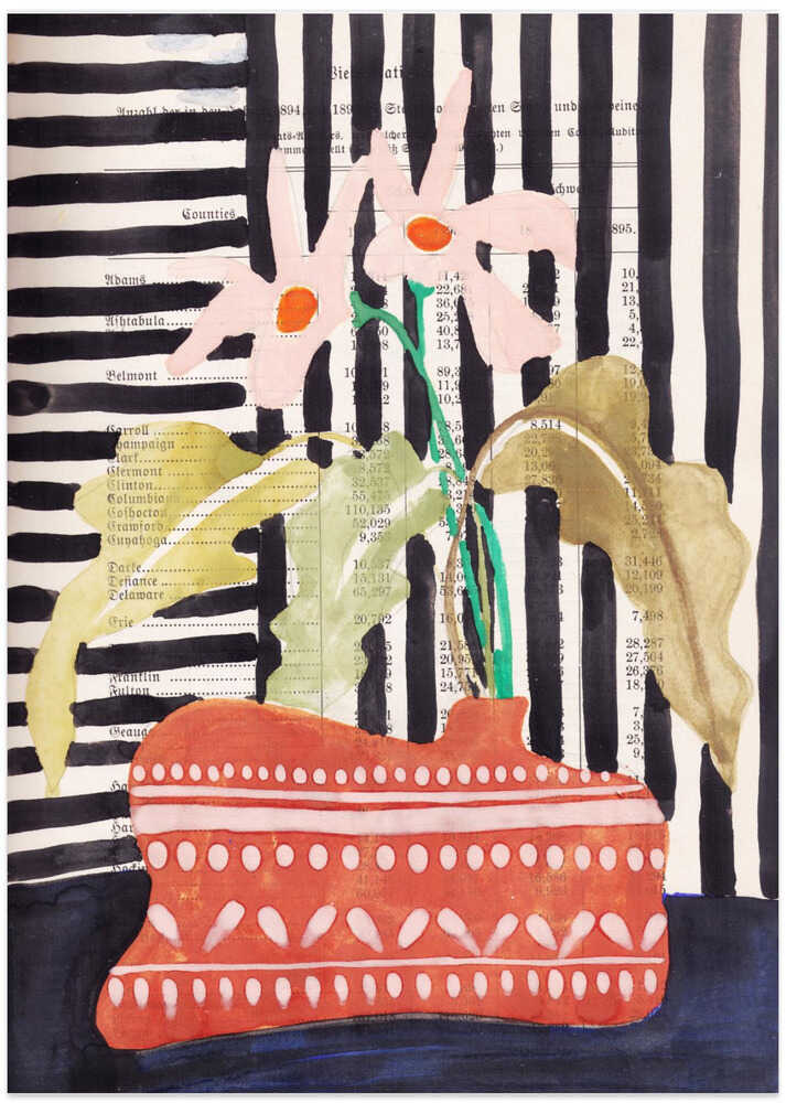 Delicate flowers in a hand-potted vase