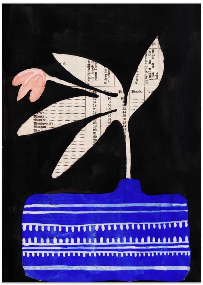 A flower in luminous blue vase