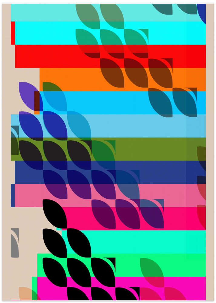 Vibrant Geometric Shapes And Leaf Patterns