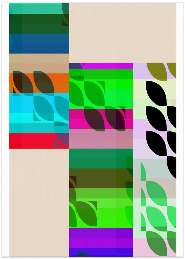 Vibrant Geometric Shapes And Leaf Patterns