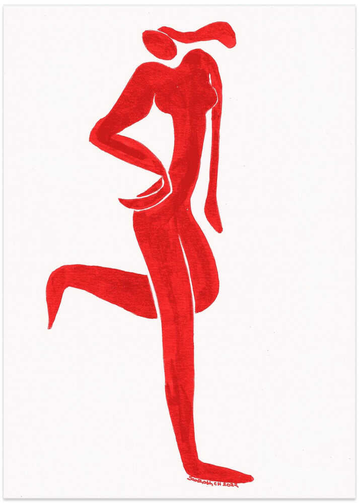 Figure in Bold Red Hues