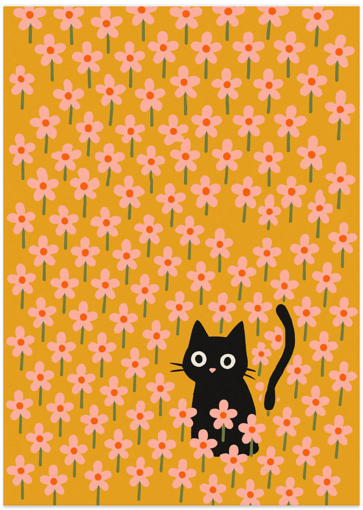 Playful Floral Cat