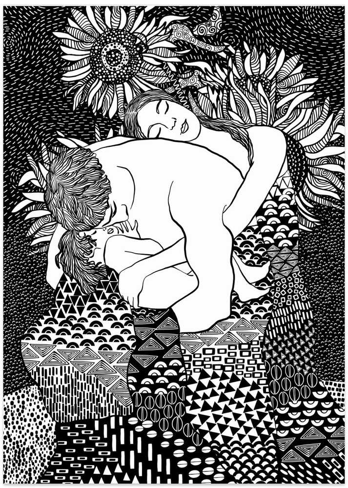 The Family Embrace With Sunflowers