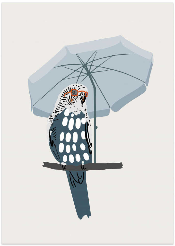 budgie on vacation blue 1