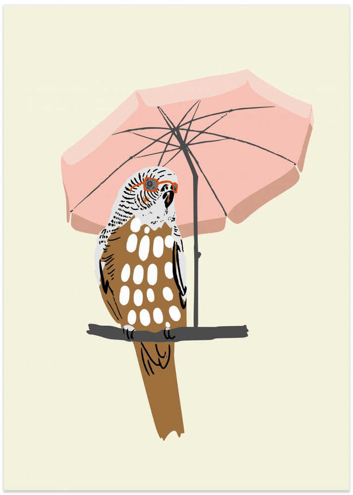 budgie on vacation cream white 1