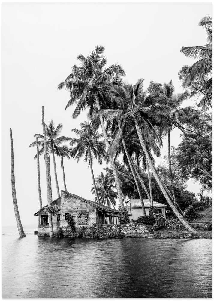 Tropical scene in Uganda in black and white