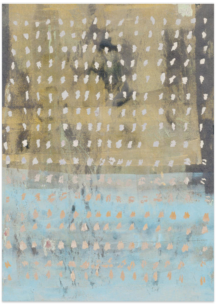 Contemporary Abstract In Yellow, Taupe, Light Blue