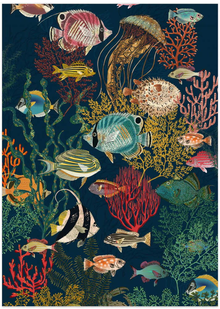 coral reef deep silence dark teal