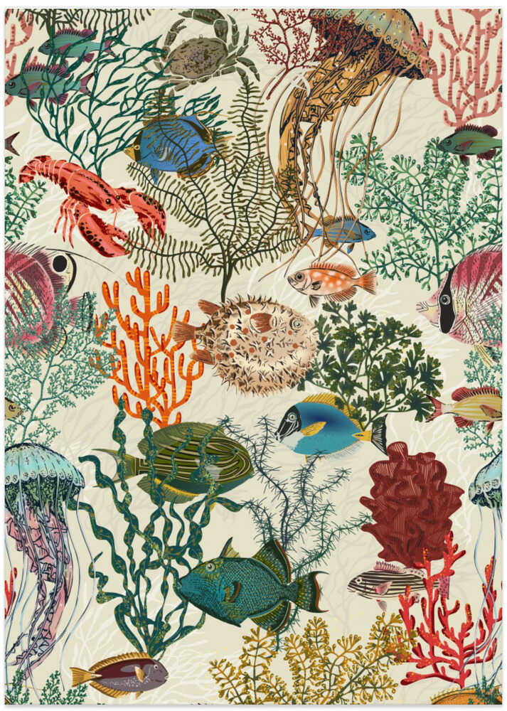 coral reef deep silence antique white pattern