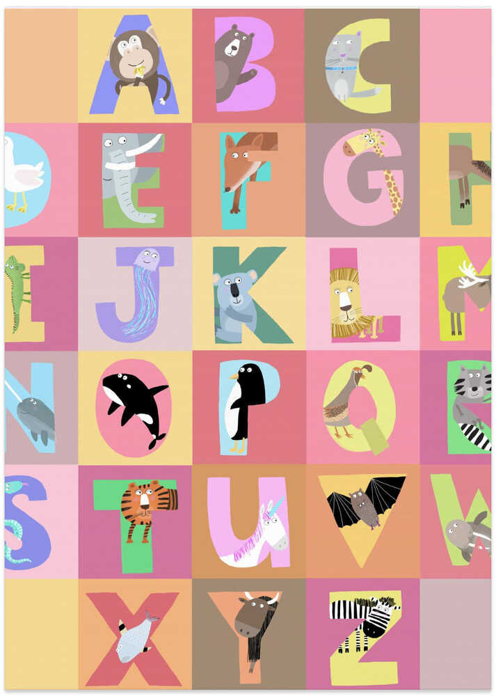 Fun Alphabet Letters with Pink Background