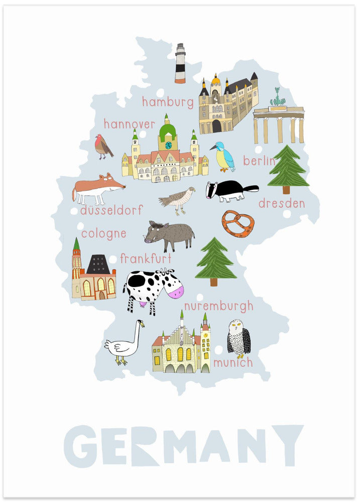Illustrated Map of Germany by Carla Daly