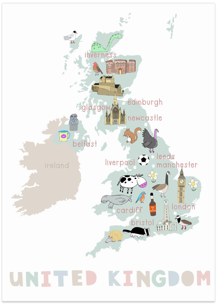 Illustrated Map of the United Kingdom by Carla Daly