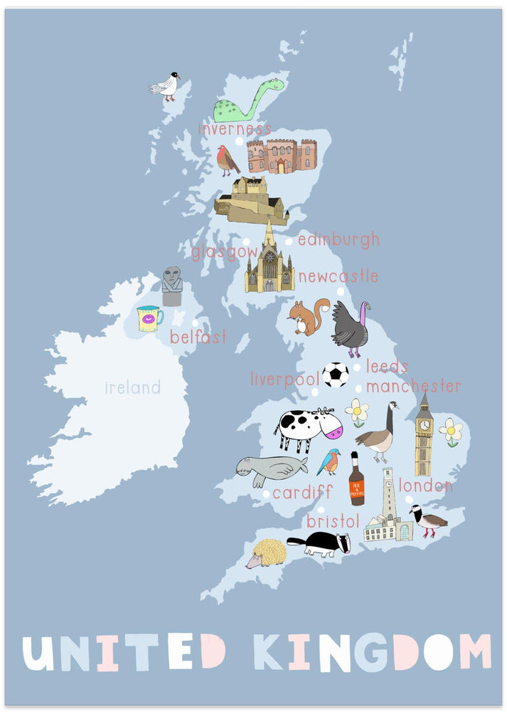 Illustrated Map of the United Kingdom by Carla Daly