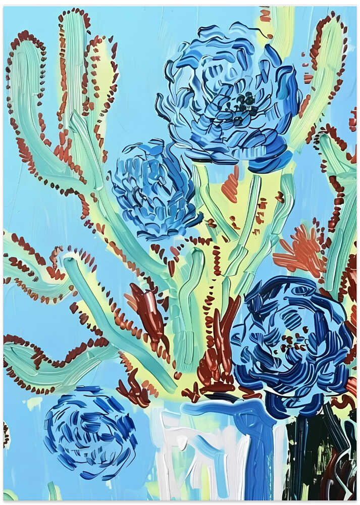 Blue Flowers In a Vase