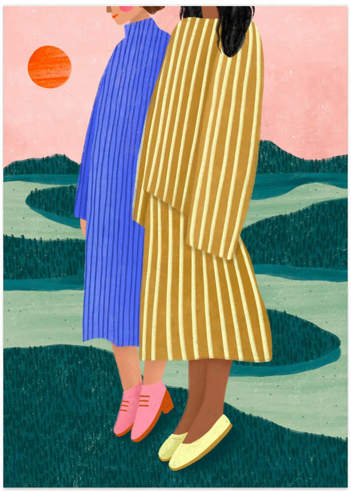 Friends With Striped Dresses