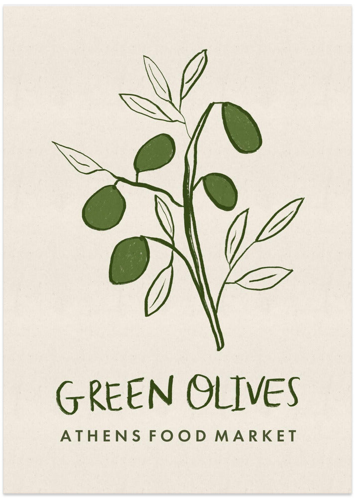 Green Olives Athens Food Market Greece Poster