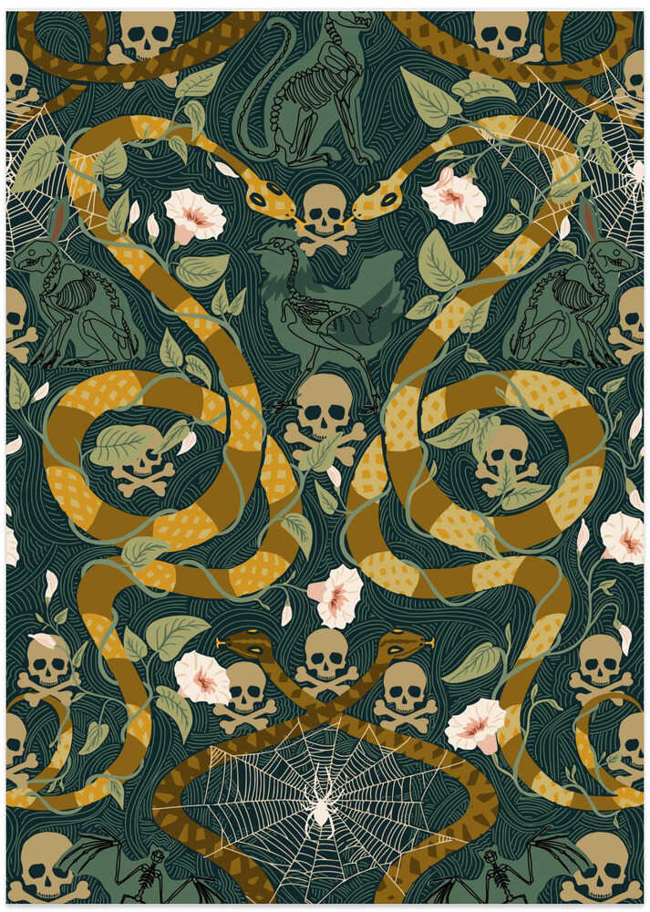 Gothic cottage dark emerald pattern