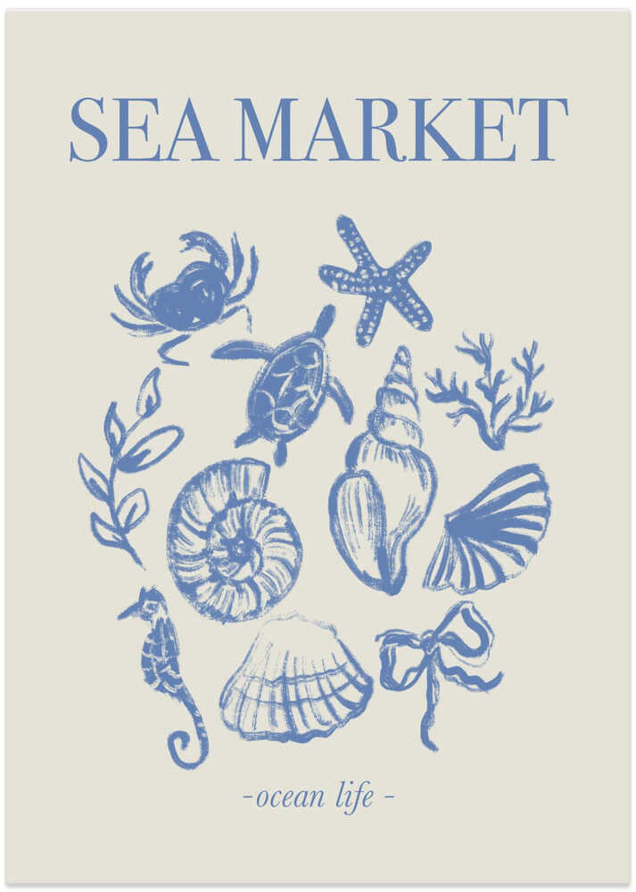 Sea Market Blue Artprint