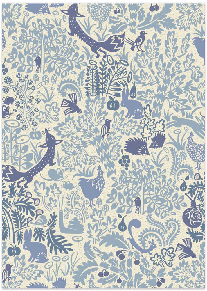 Garden Tales blue shades pattern