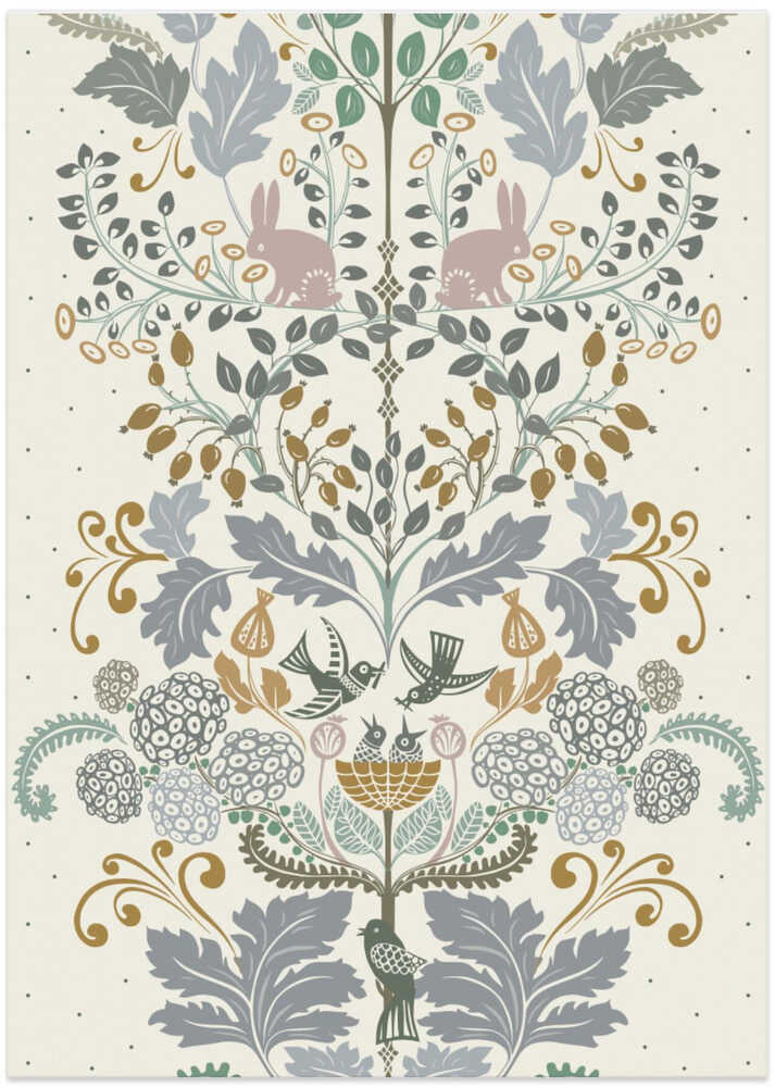 Garden Tales damask XXL panel earthy tones pattern