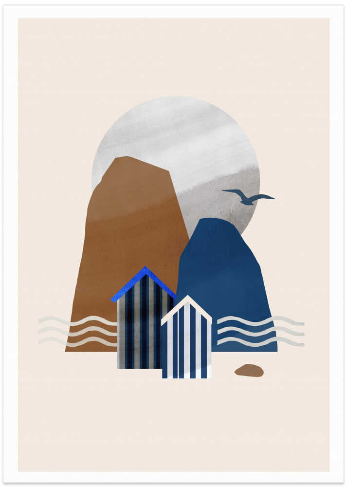 Abstract Beach Huts and Sea Stacks