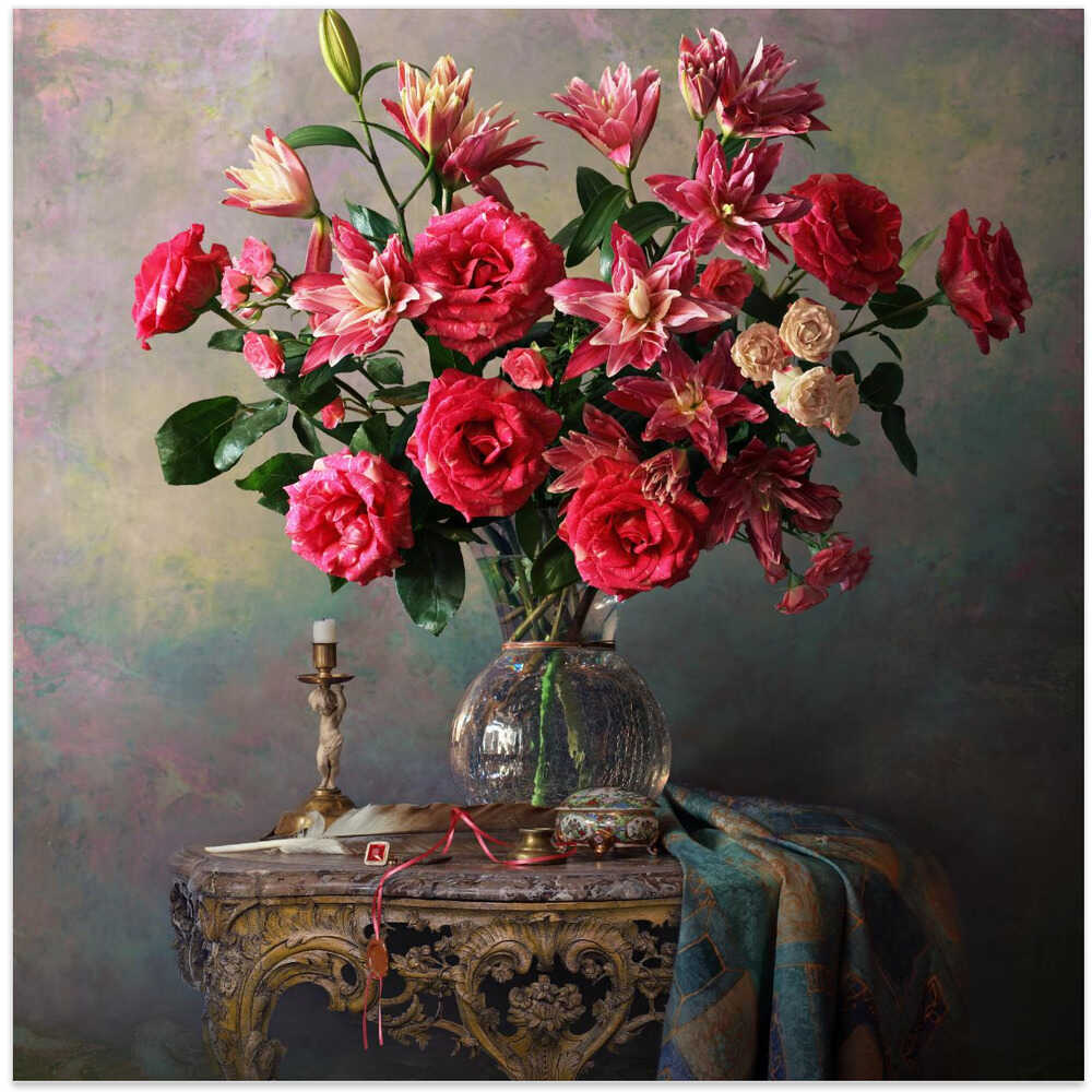 Still life with roses and lilies