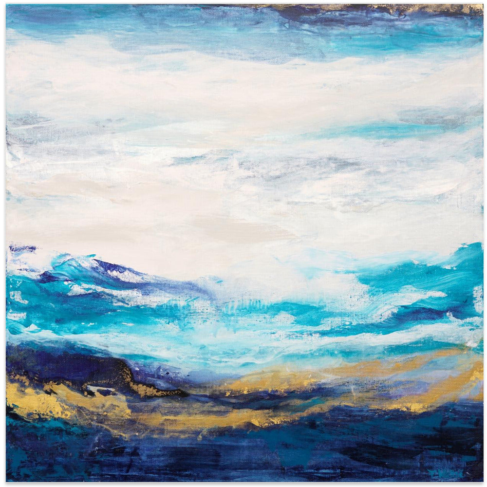 Serene Landscape with Soft Blue and Golden Tones