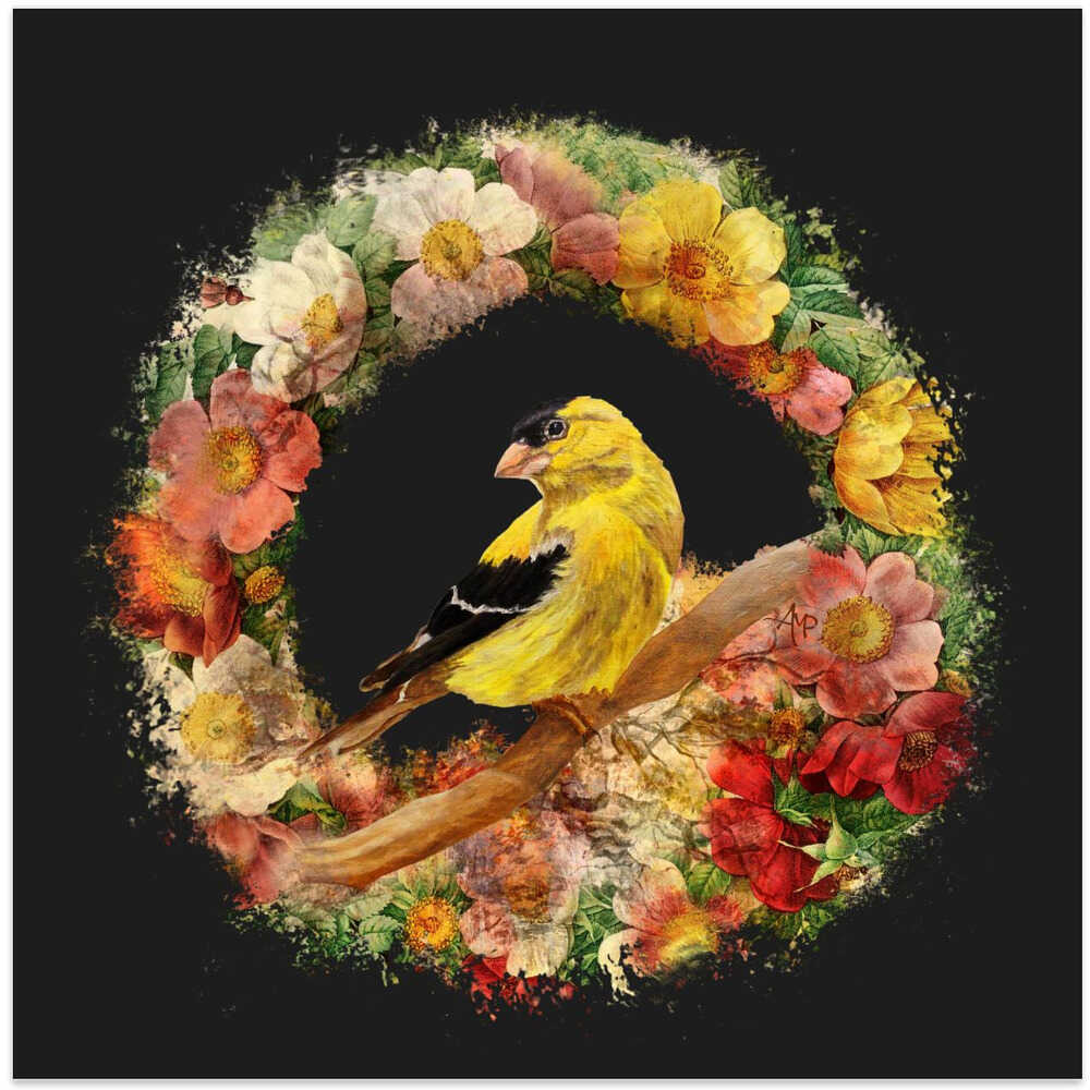 Goldfinch In Flowers Garland.png
