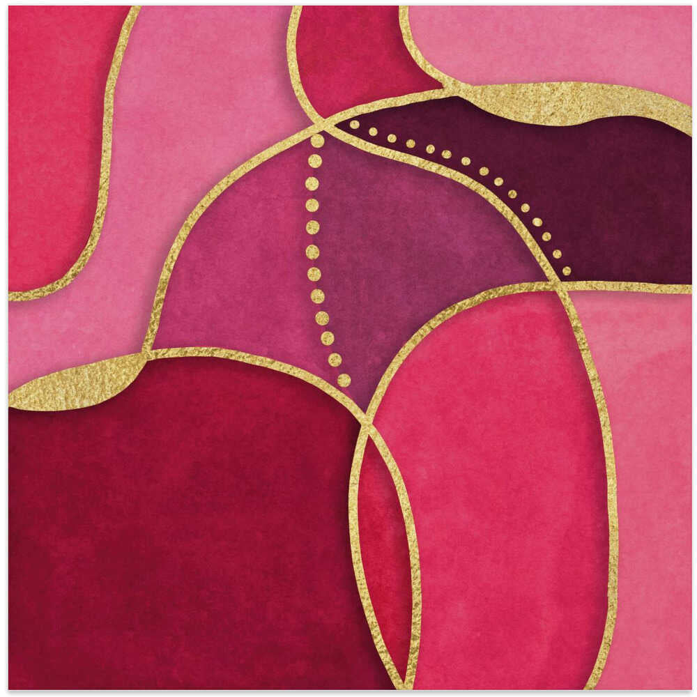 Calm Shapes Magenta Red Gold