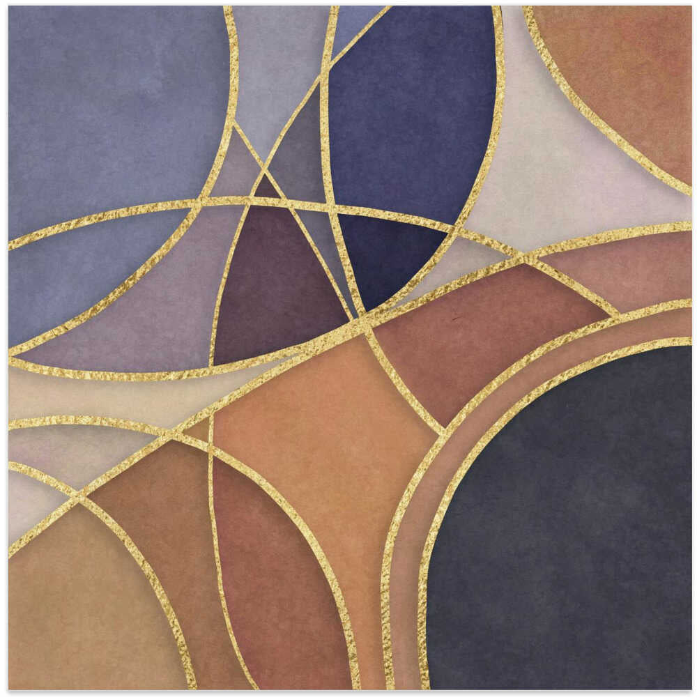 Round Abstracts Multicolor Gold