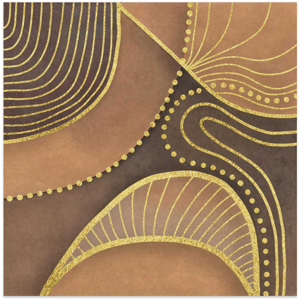 Shaded Mid Century Art Brown Gold